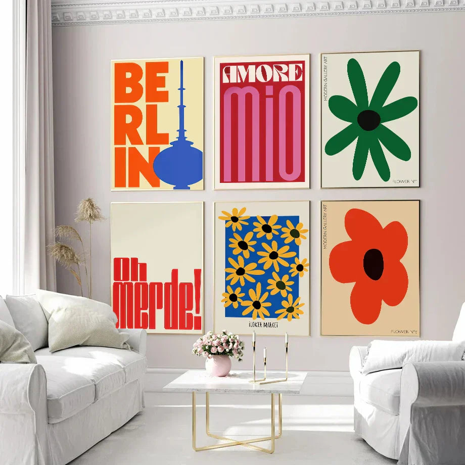 DecorBites™ Abstract Flowers Wall Art Print Canvas Decor