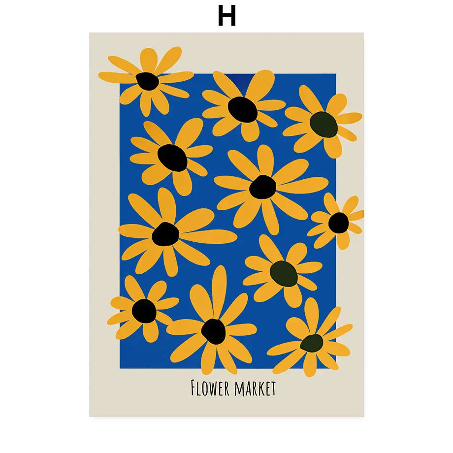 DecorBites™ Abstract Flowers Wall Art Print Canvas Decor