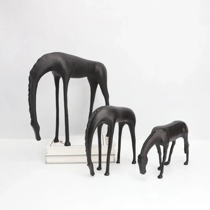 abstract horse iron sculpture set living room metal decor