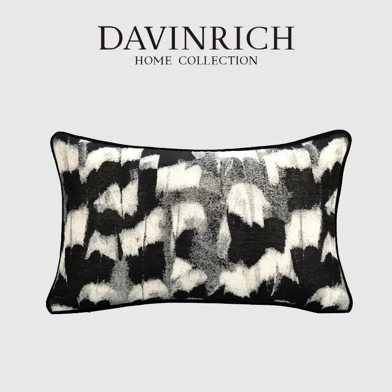 abstract monochrome jacquard lumbar pillow cover bedroom