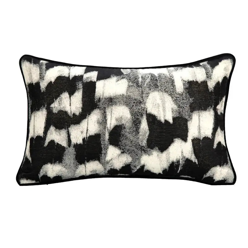 abstract monochrome jacquard lumbar pillow cover bedroom
