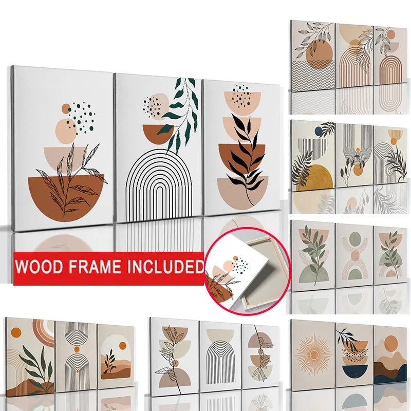 DecorBites™ Abstract Orange Leaf Posters Set - Boho Home Wall Art