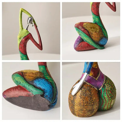abstract woman sculpture vibrant patterned living room decor