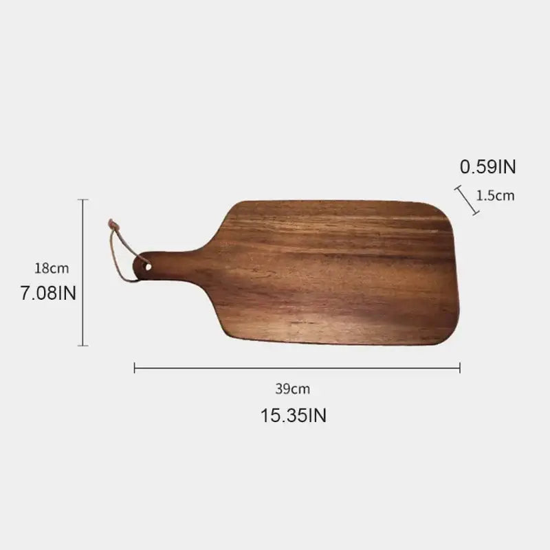 Acacia wooden chopping block dark brown serving board kitchen handle