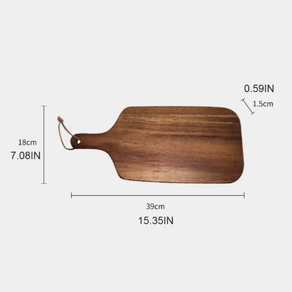 Acacia wooden chopping block dark brown serving board kitchen handle