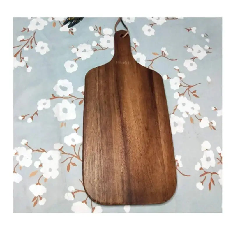 Acacia wooden chopping block dark brown serving board kitchen handle