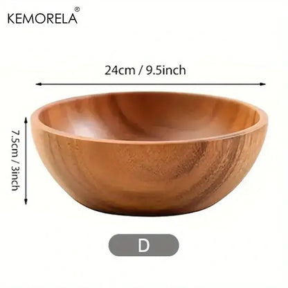 Nested acacia wooden salad bowl set dining room serving decor