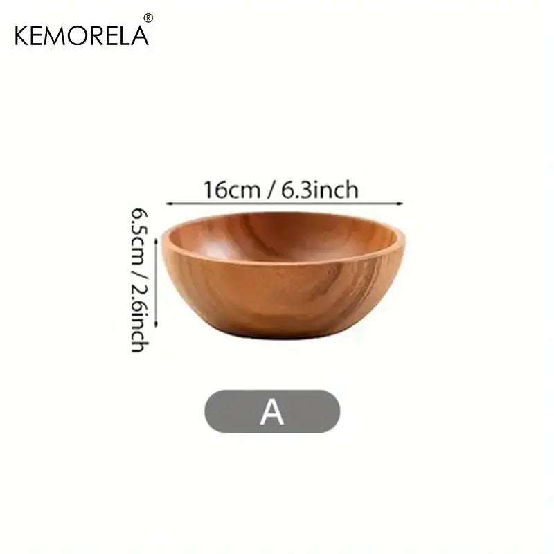 Nested acacia wooden salad bowl set dining room serving decor