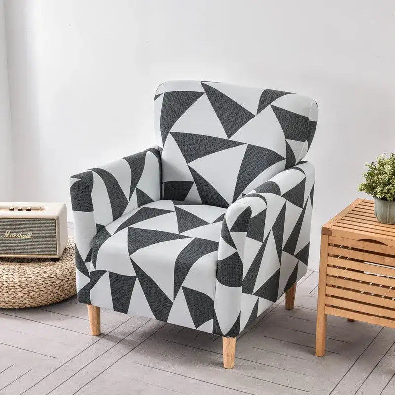 Marble pattern gray & white accent chair cover – living room slipcover