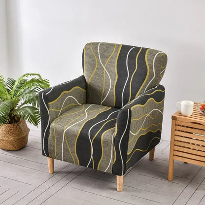 Marble pattern gray & white accent chair cover – living room slipcover