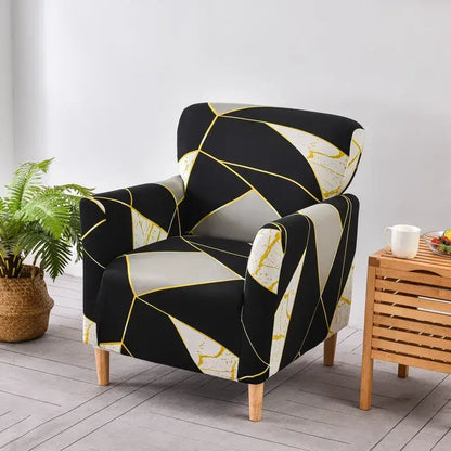 Marble pattern gray & white accent chair cover – living room slipcover
