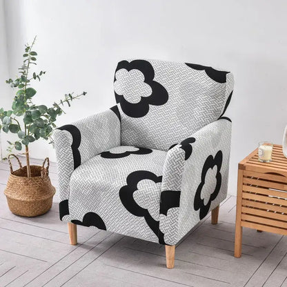 Marble pattern gray & white accent chair cover – living room slipcover