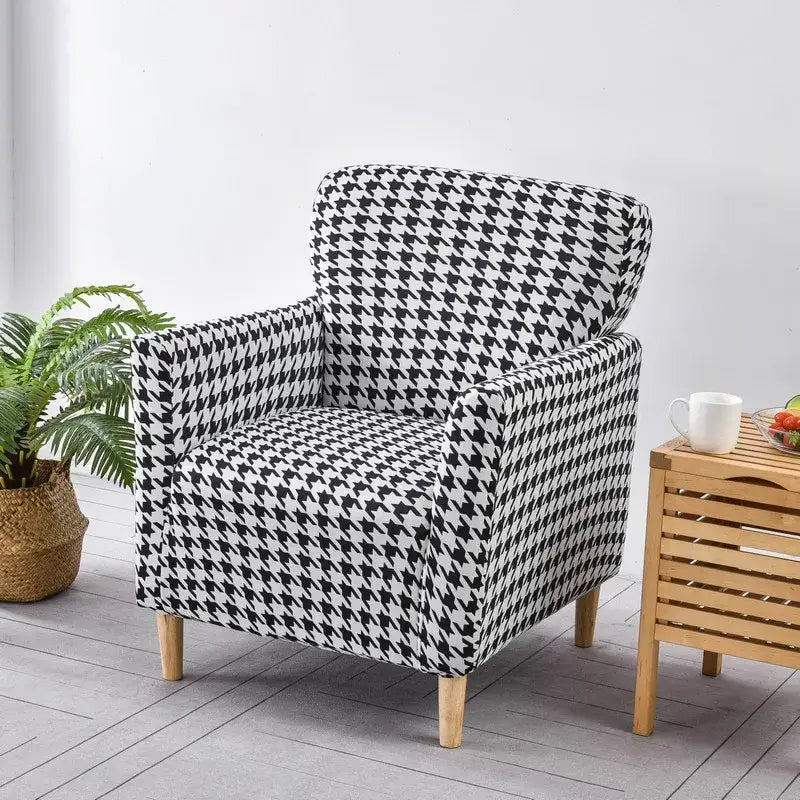 Marble pattern gray & white accent chair cover – living room slipcover