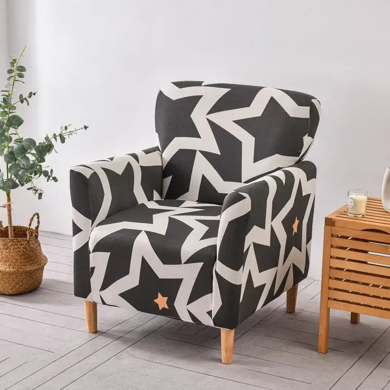 Marble pattern gray & white accent chair cover – living room slipcover