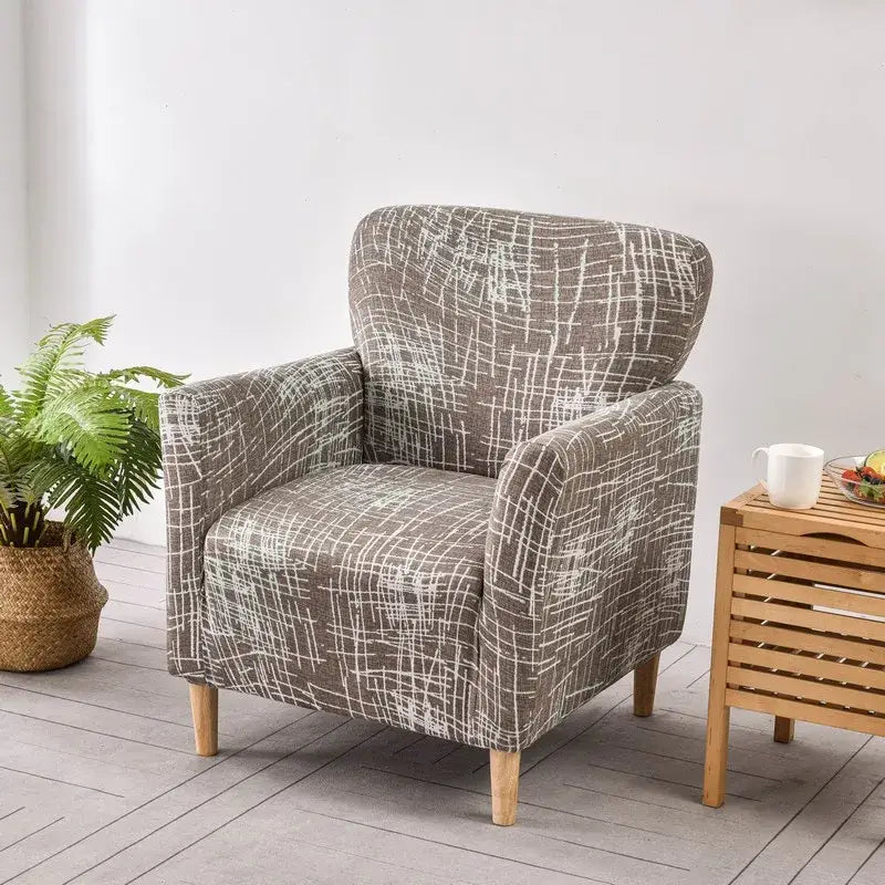 Marble pattern gray & white accent chair cover – living room slipcover