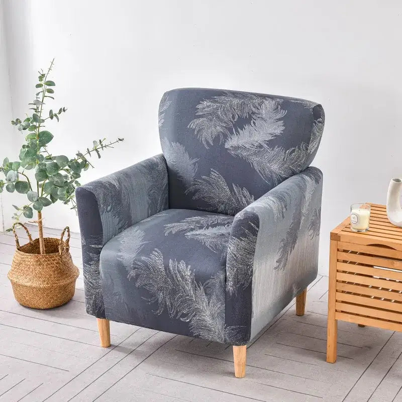 Marble pattern gray & white accent chair cover – living room slipcover