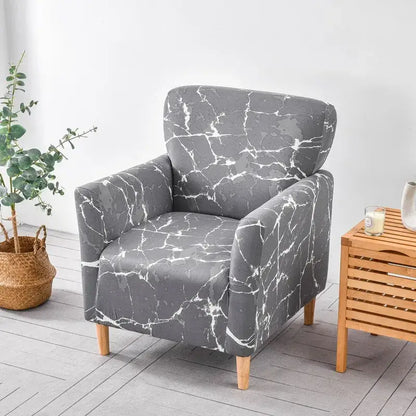 Marble pattern gray & white accent chair cover – living room slipcover