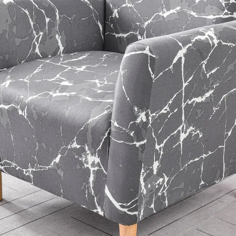 Marble pattern gray & white accent chair cover – living room slipcover
