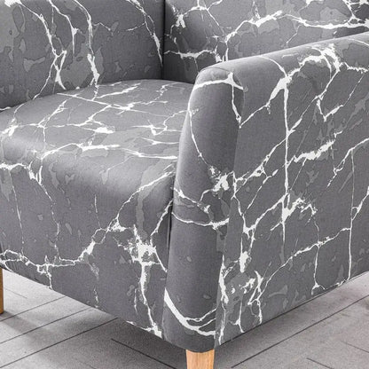 Marble pattern gray & white accent chair cover – living room slipcover