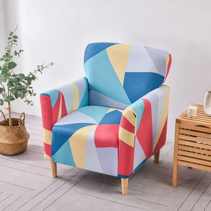 Geometric orange & black accent chair cover – living room slipcover