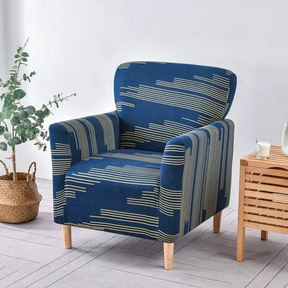 Geometric orange & black accent chair cover – living room slipcover