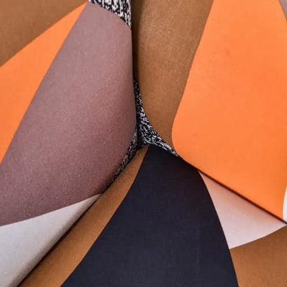 Geometric orange & black accent chair cover – living room slipcover