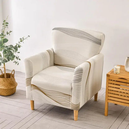 Geometric orange & black accent chair cover – living room slipcover