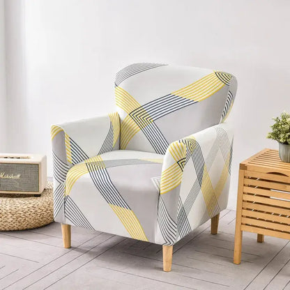 Geometric orange & black accent chair cover – living room slipcover