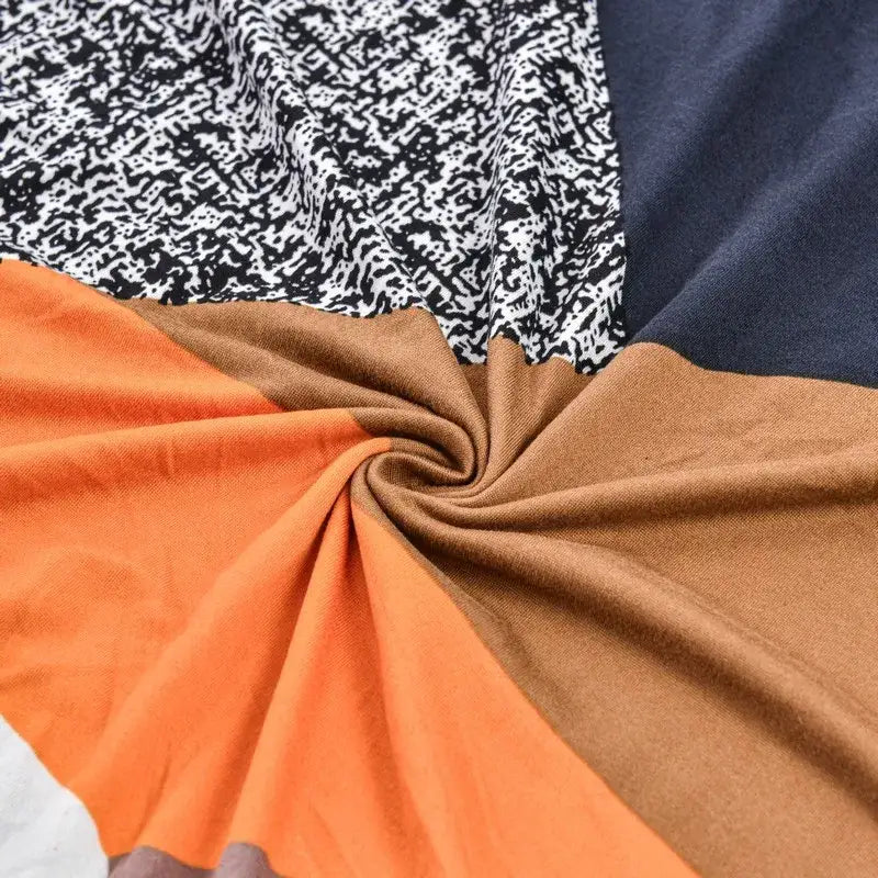 Geometric orange & black accent chair cover – living room slipcover