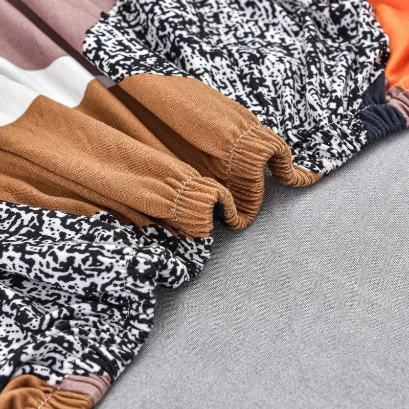 Geometric orange & black accent chair cover – living room slipcover
