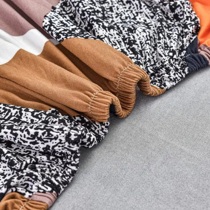Geometric orange & black accent chair cover – living room slipcover