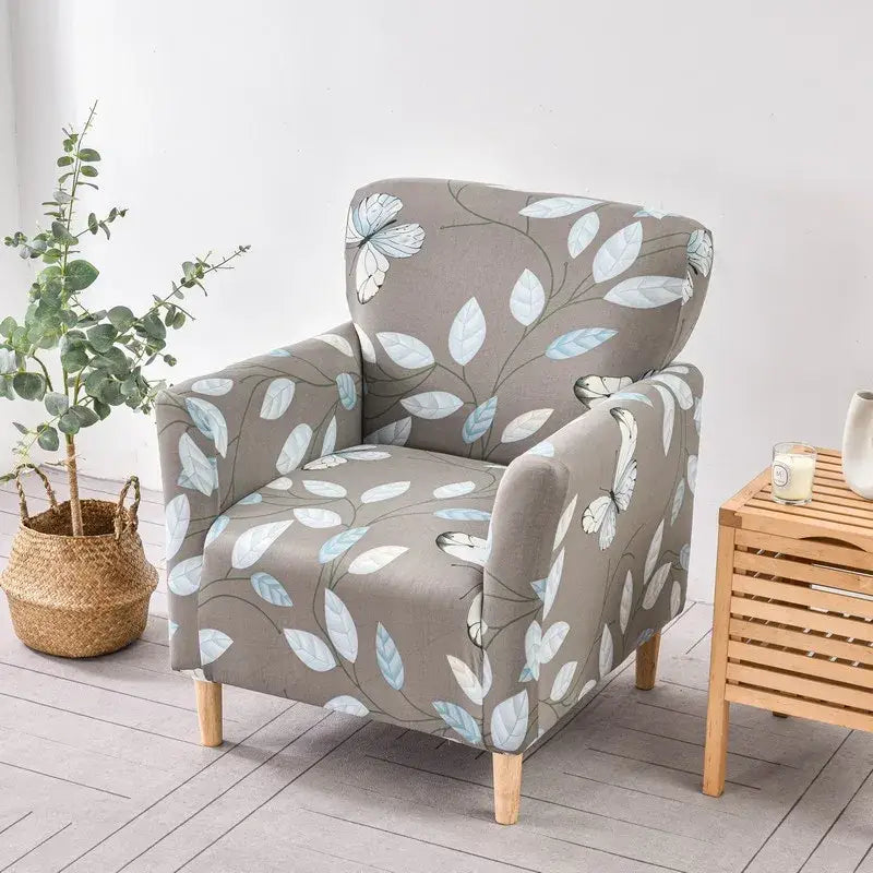 Geometric orange & black accent chair cover – living room slipcover