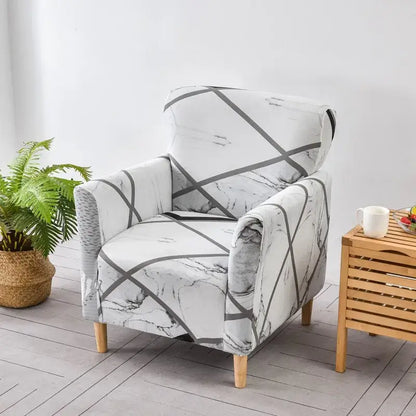 Geometric orange & black accent chair cover – living room slipcover