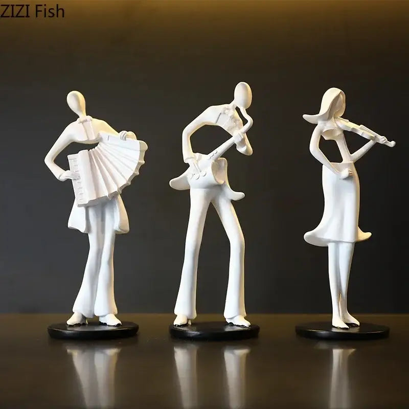 Golden accordion musician resin sculpture living room decor