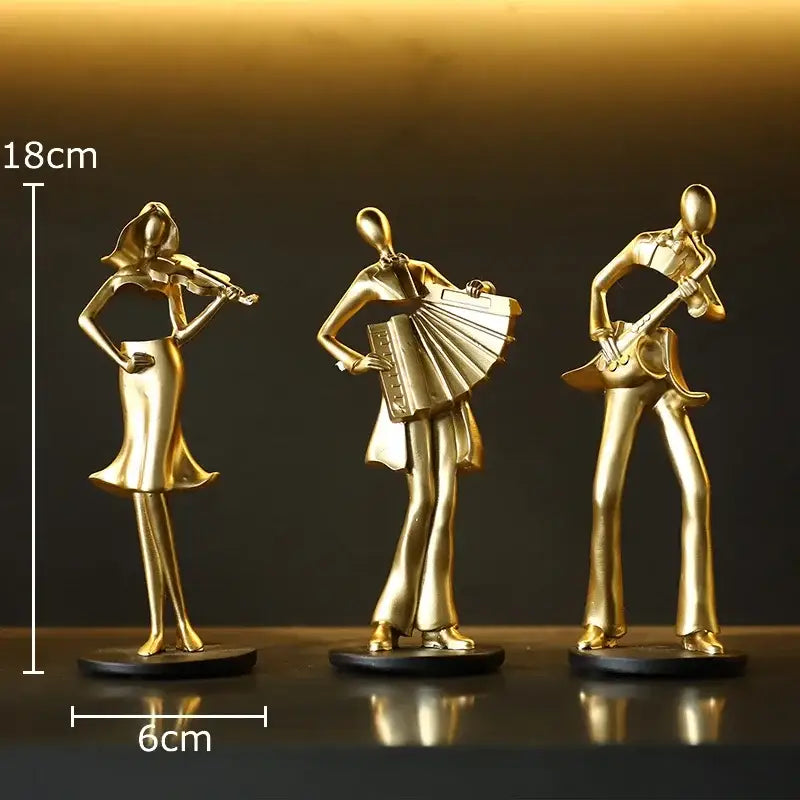 Golden accordion musician resin sculpture living room decor