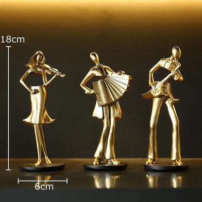 Golden accordion musician resin sculpture living room decor