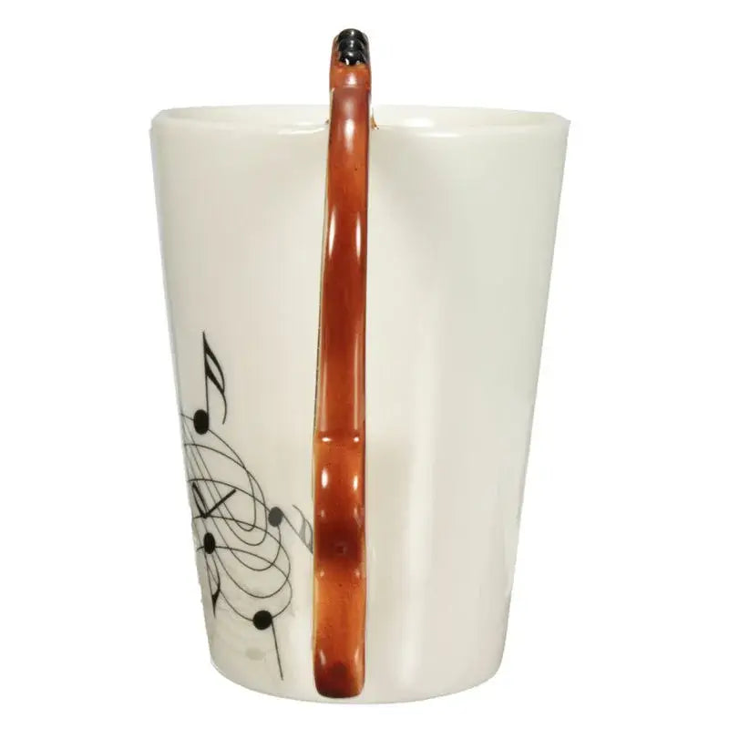 White and yellow acoustic guitar mug kitchen ceramic music cup
