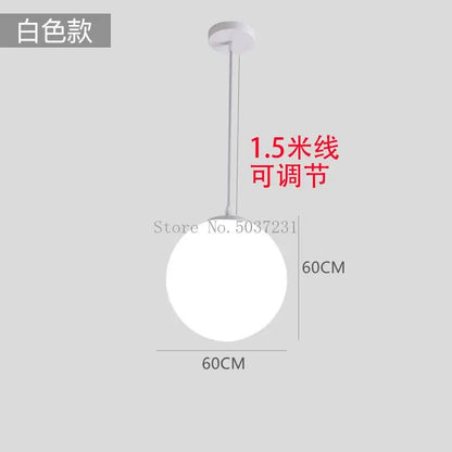 Minimalist white acrylic ball pendant lights for living room