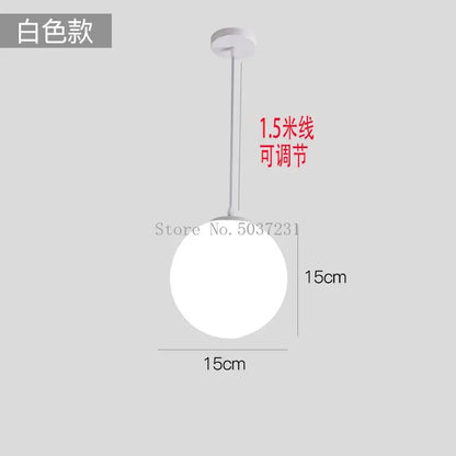Minimalist white acrylic ball pendant lights for living room
