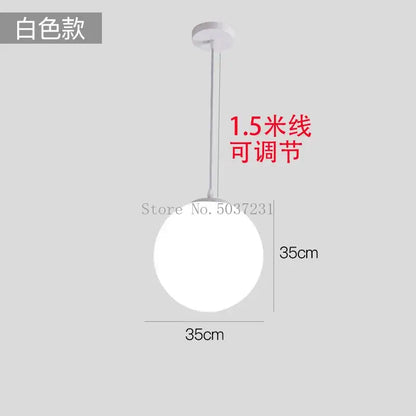 Minimalist white acrylic ball pendant lights for living room