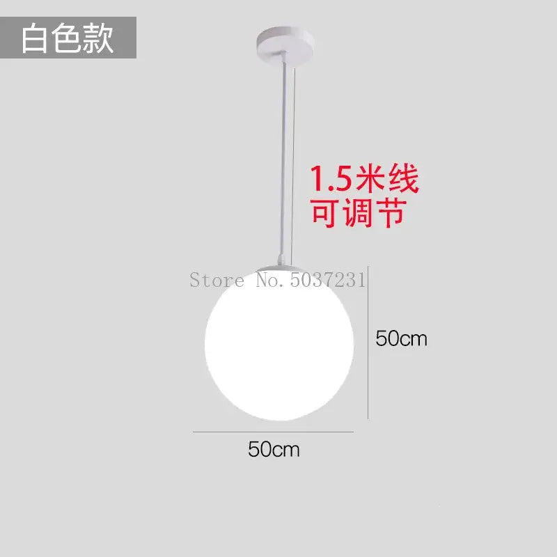 Minimalist white acrylic ball pendant lights for living room