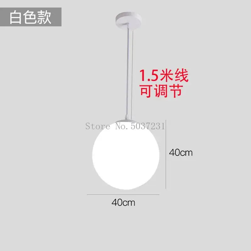Minimalist white acrylic ball pendant lights for living room