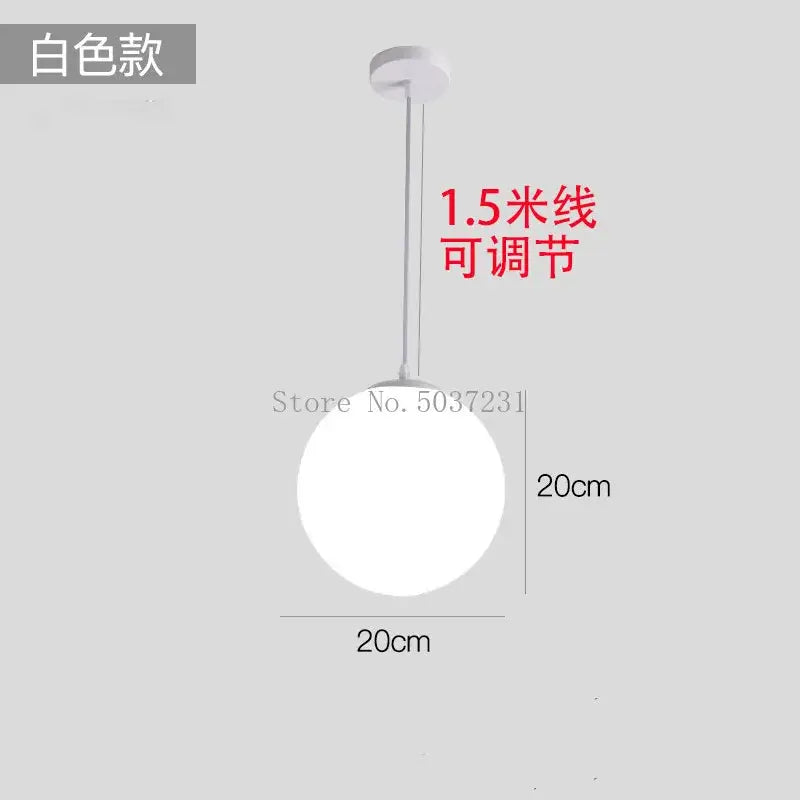 Minimalist white acrylic ball pendant lights for living room