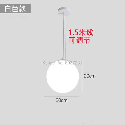 Minimalist white acrylic ball pendant lights for living room