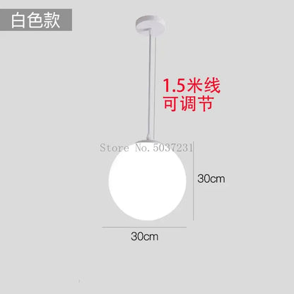 Minimalist white acrylic ball pendant lights for living room