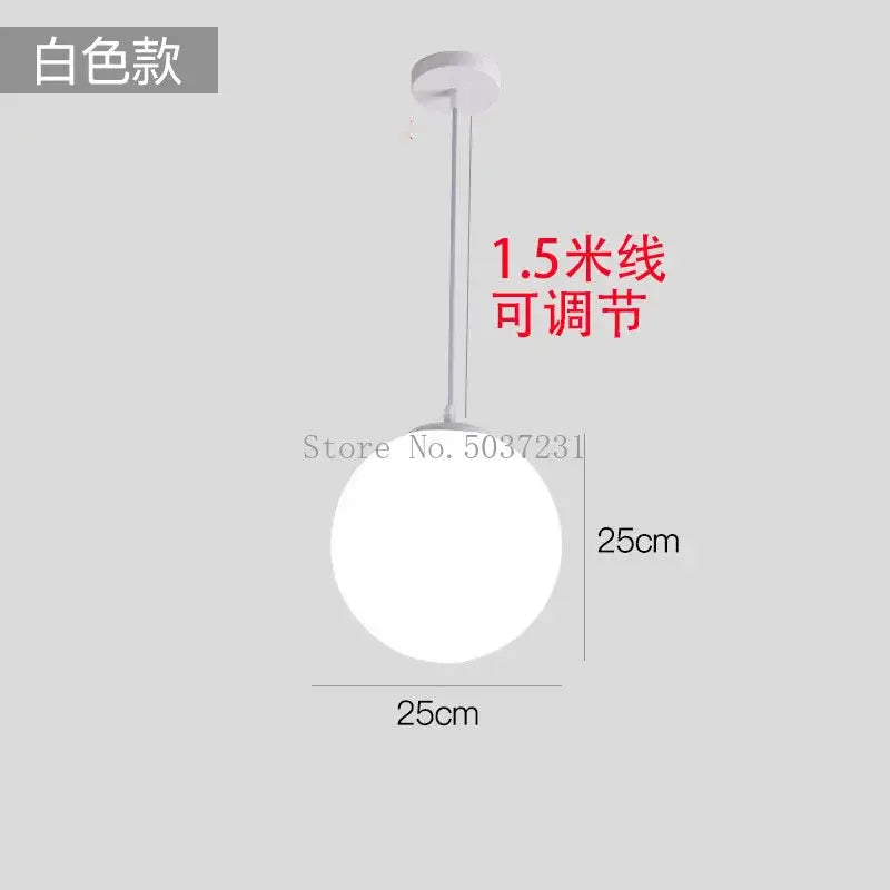 Minimalist white acrylic ball pendant lights for living room