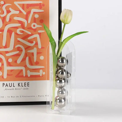 Modern gold & silver acrylic ball vase stack living room decor