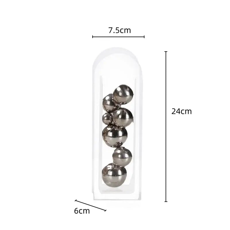 Modern gold & silver acrylic ball vase stack living room decor