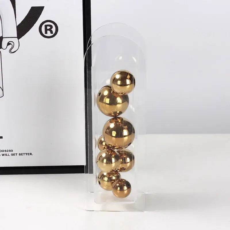 Modern gold & silver acrylic ball vase stack living room decor