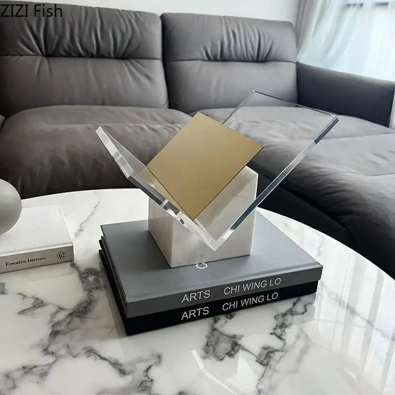 Modern acrylic bookshelf with marble base living room magazine holder